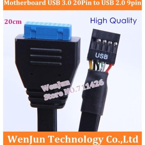 20CM High Quality Motherboard USB 3.0 Female 20Pin to USB 2.0 Female 9pin Extension Adapter Cable For desktop Computer