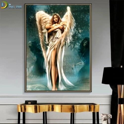 2021 5D Diamond Painting Beautiful Angel Hugging Baby Embroidery Cross Stitch Rhinestone Mosaic Angels And Demons Home Decor