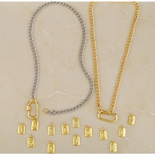 2021 Thick Chain Choker Pendant Necklace Stainless Steel Euramerican Punk Initials Letter A-Z For Women Birthday Jewelry Gift