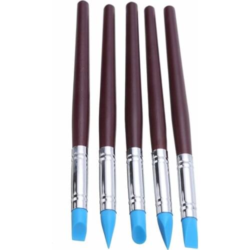 5pcs Silicone Rubber Clay Shaper Sculpting Polymer Modelling Nail Art Craft Pottery Clay Tool Set