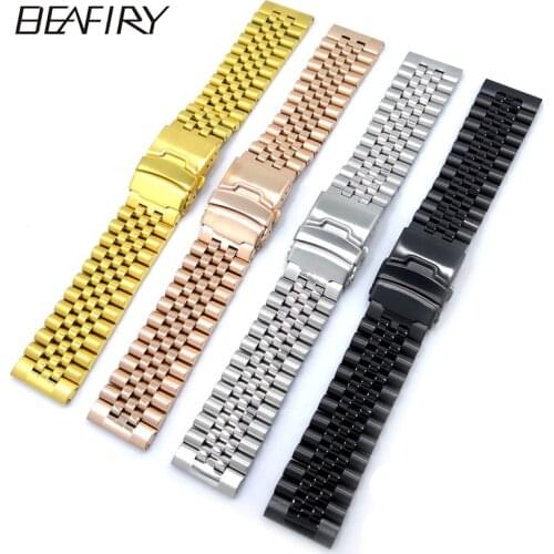 BEAFIRY 2020 New Fashion 20mm 22mm 24mm Stainless Steel Watch Band Watchband high Quality Wristwatches Strap SIlver Black Gold