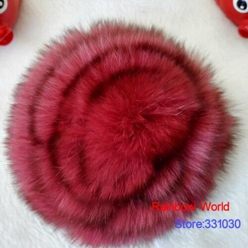 Free shipping 7cm real Genuine red rabbit Fur Rose flower Brooch for coat corsage Fashion DIY accessories 2 Pieces/lot