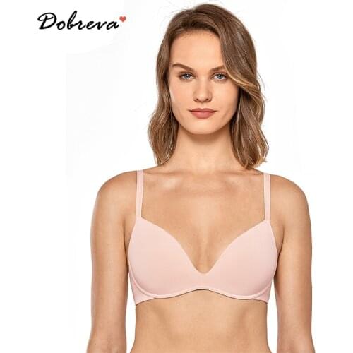 Womens Seamless Push Up Plunge Bra Padded Wireless Tshirt Bras