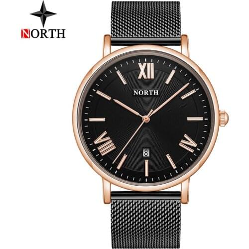 Luxury Brand NORTH Men Watches Fashion Sport Quartz Watch Men Simple Stainless Steel Waterproof Watches Clock Relogio Masculino