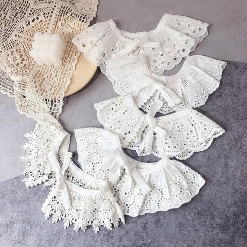 Korean Style Children Hollow Embroidery Fake Collars for Gilrs Shoulder Wrap Shawl False Collar Dress Decor Detachable Collar