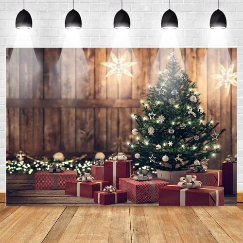 Backdrop for Photography Christmas Trees Christmas Wood Floor Photo Background Gifts Children Santa Claus Backdrop Photoshoot