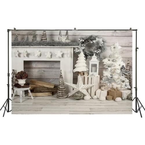 HUAYI Photography Backdrop Christmas Photo Background Christmas Fireplace Decorations Family Party Photoshoot Backdrop W-3607