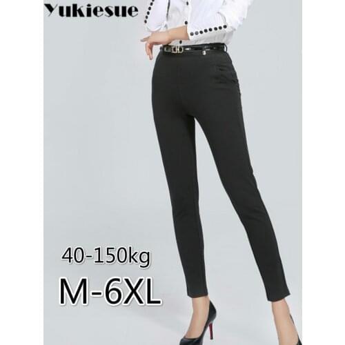 High waist pants capris for women skinny slim womens pencil pants female trousers workwear OL office formal Plus size 6XL