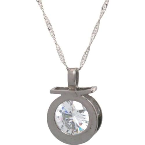 Summer Beautiful Simple Round Diamond Pendant Necklace Unique Copper Chain Design Fashionable Shiny Jewelry Gift