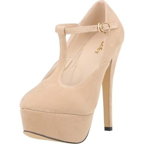 LOSLANDIFEN Women Pumps Belt Buckle 14cm Sexy Ankle Strap Sandals Platform High Heels Wedding Party Dress Shoes Plus Size 817-20