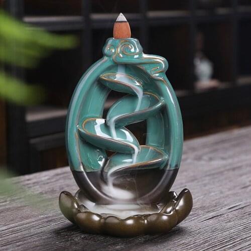 Small Incense Burner Arabic Style Creative Backflow Ceramic Waterfall Incense Room Decor Burner Encensoir Budha Decor BK50XX