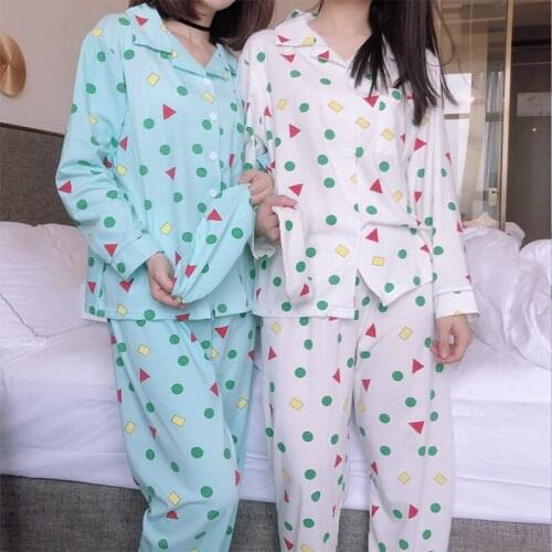 Cute Girls Pajamas Set Korean 2021 Spring Summer New Long Sleeve Pants Sleepwear Women Print Loose Nightwear Homewear Suit