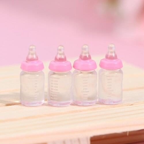 4Pcs Mini Milk Bottle 1:12 Dollhouse Miniature Baby Milk Bottle Doll House Decor