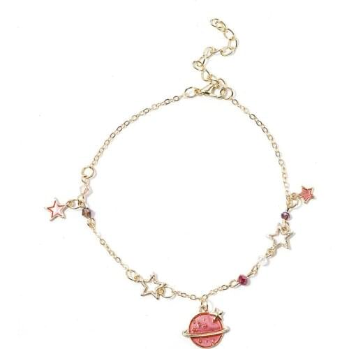 Fashion Korean Star Moon Universe Planet Enamel Imitation Pearls Braeclet For Women Girls Charm Friendship Bijoux Gift Jewelry