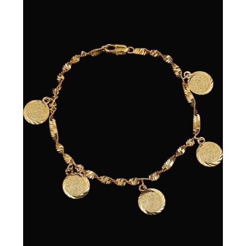 Trendy Money Coin Bracelet Gold Color Islamic Muslim Religious Coins Bracelet Jewelry For Women Men Girls