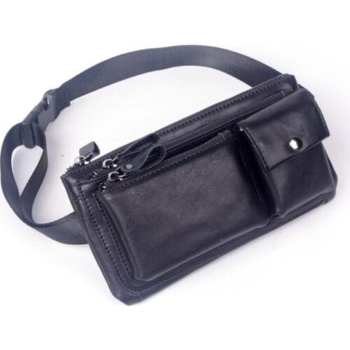 Mens Genuine Leather Waist Bag Vintage Sling Chest Bag Messenger Shoulder Purse Pouch Fanny Pack Belt Bags Business Clutch