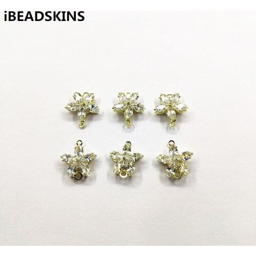 New arrival! 15X13mm 50pcs zircon flowe charm/Connecto Earrings Studs for Necklace,Earrings parts,hand Made Jewelry DIY
