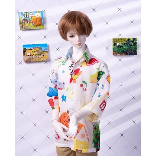 BJD doll clothes suitable for uncle 1/31/4 size fashion leisure flower shirt vacation graffiti wind coat short sleeve doll acces