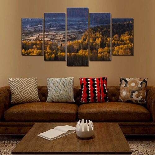 Rural Area Landscape Picture Vintage Home Decoration Village Countryside Poster Art Printed Paintings for Room Office Wall Decor