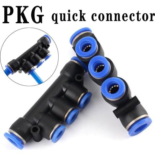 Pneumatic quick connector quick plug tracheal plastic connector five-way PKG-4 6 8 10 12mm PKG variable diameter