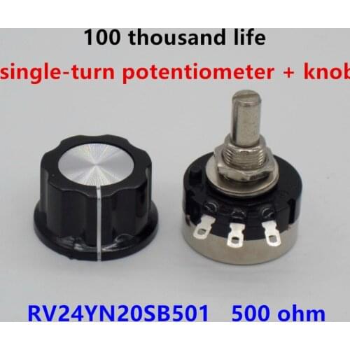 2pcs RV24YN20S B501 500 ohm Carbon film potentiometer single-turn potentiometer + 2pcs A03 knob