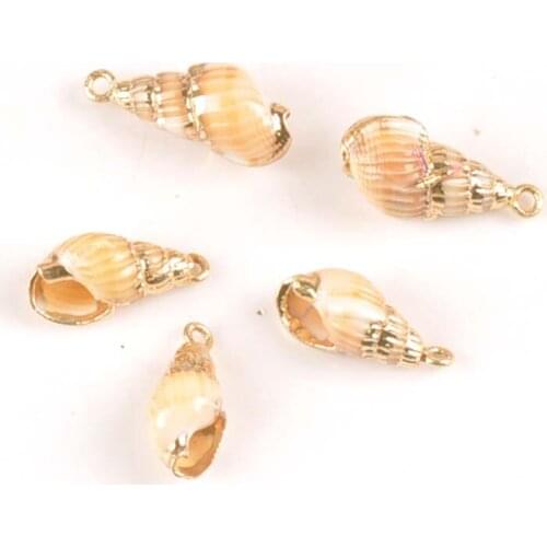 Natural Gold Plated Spiral Sea Shells For DIY Pendant Nautical Shell Craft Handmade Home Decor Accessories 5pcs 18-19mm tr0158x