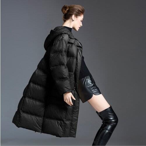 New 90% White Duck Down Jacket black Women Thick Long Winter Coat Women Hooded Korean Female Puffer Jacket Plus Size Outerwear