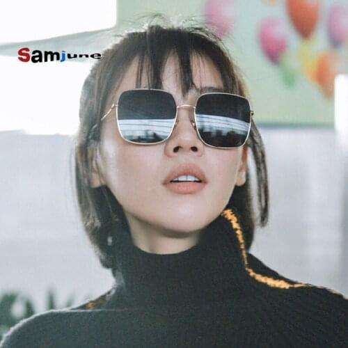 Samjune Square Glasses Frame Women Retro Brand Designer Sunglasses for Female New Summer Oversized Sunglasses UV400 Oculos