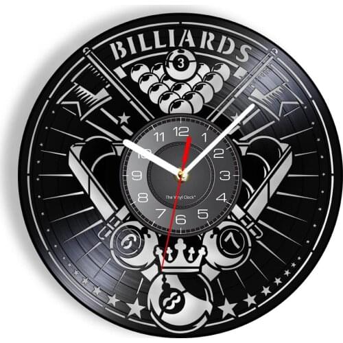 Billiard Game Stylish Wall Clock Pool Amusing Table Tennis Vinyl Record For Sport Game Room Hanging Watches Snooker Home Decor