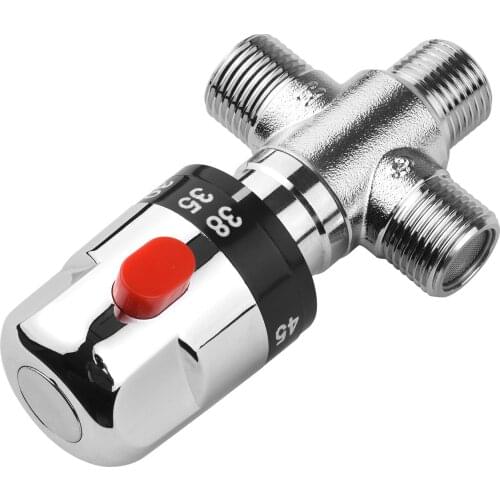 Thermostatic Temperature Control Valve Hot Cold Water Shower Mixer G1/2 Copper Mixing Valve for Solar Heating Bathroom Kitchen