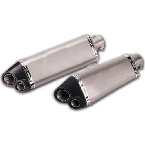 TKOSM 51MM Modified Motorcycle Yoshimura Double Nozzle Exhaust Pipe Straight Row of Imitation Carbon Fiber Scorpio For Kawasaki