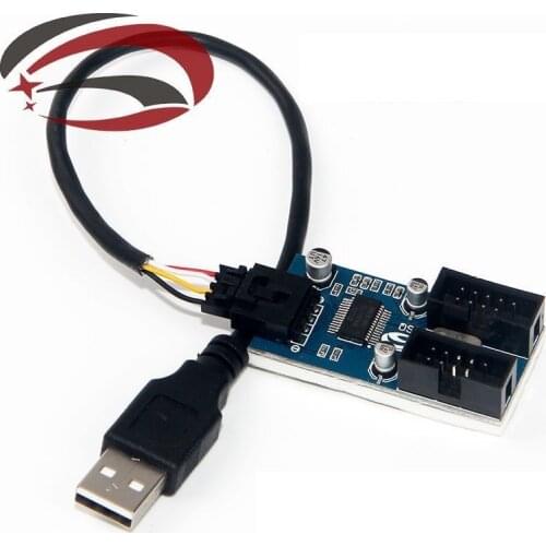 Motherboard USB 2.0 1 to 2 Port 9Pin Header Male Extension Cable 9 Pin Multiplier Splitter for pc