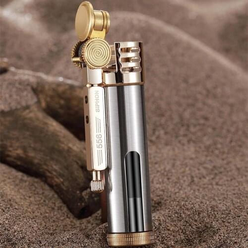 High-end Retro Gasoline Lighter Flint Metal Kerosene Lighters Windproof Outdoor Survival Gadgets for Men Gift