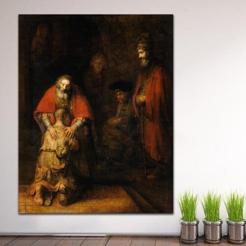WLONG Large size Printing Rembrandt Harmensz van Rijn The Wall Art Canvas Prints Pictures For Living Room And Bedroom No Frames