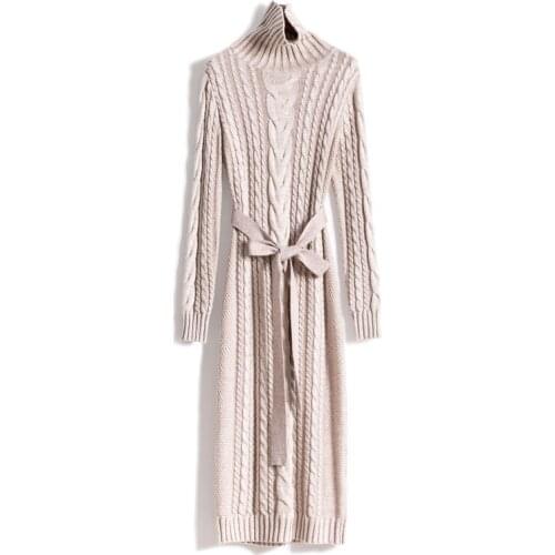 2020 Sale Women Dress Full Ukraine 45% Cashmere + 30% Wool Womens Fashion High Collar Long Sleeve Knit Winter New Style