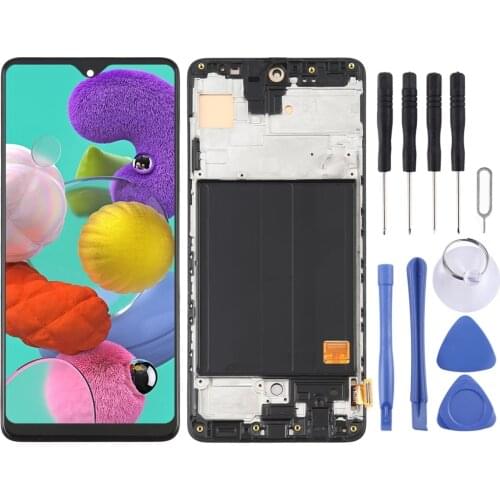 IPartsBuy OLED Material LCD Screen and Digitizer Full Assembly with Frame for Samsung Galaxy A51 SM-A515(6.36 inch)