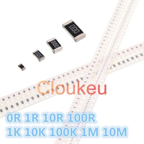 0402 0603 0805 1206 1210 1812 2010 2512 1% 5% Chip Resistor 0R 1R 10R 100R 1K 10K 100K 1M 10M Ohm