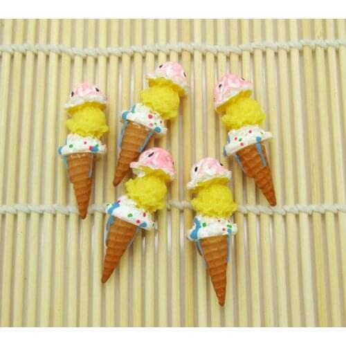 10Pcs Ice Cream Resin Decoration Crafts Kawaii Bead Flatback Cabochon Fridge Magnet Scrapbook DIY Accessories Buttons