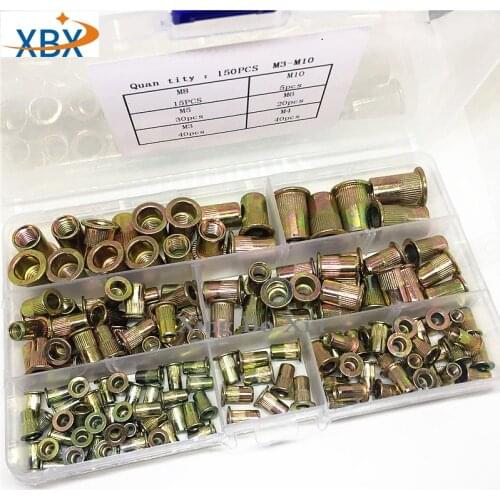 150pcs M3 M4 M5 M6 M8 M10 Rivet Nut Carbon Steel Plated Zinc Insert Nuts Hardware Fasteners