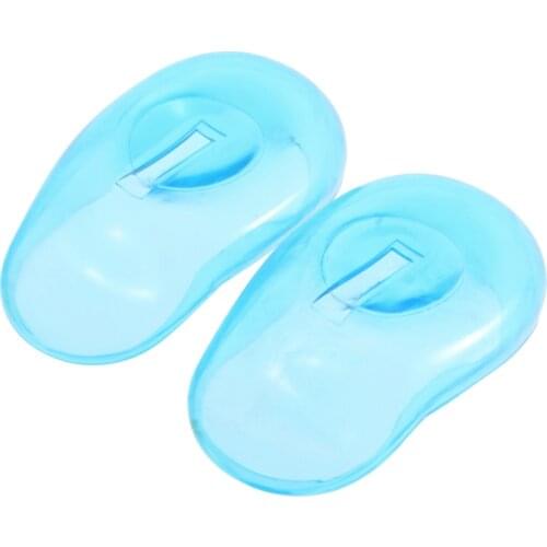 2PCS Clear Silicone Ear Cover Hair Dye Shield Protect Salon Color Blue New AUG889