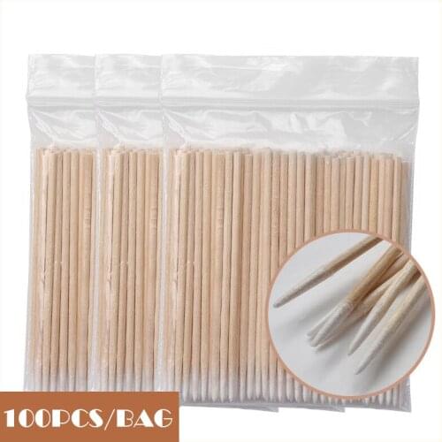 300Pcs Wooden Cotton Swabs Stick for Ears Cleaning Eyebrow Lips Eyeliner Tattoo Makeup Cosmetics Tools Jewelry Clean Sticks Buds