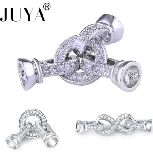 JUYA 5 Pcs\lot AAA Cubic Zirconia DIY Fastener Spiral Clasps Hooks Connectors Handmade Jewelry Accessories For Bracelets Making