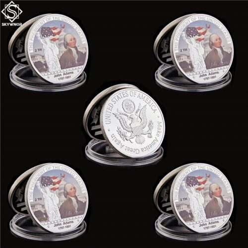 5PCS American Second President John Adams Silver Replica Collection Coin Home Decor