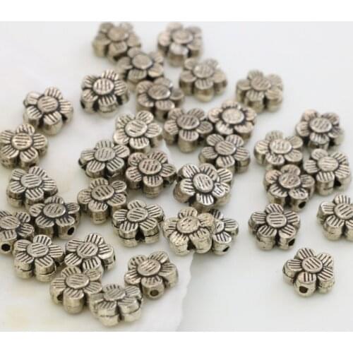 50pcs 8mm Tibet silver-color flowers shape spacers beads high grade wome & men jewelry making accessories B2531
