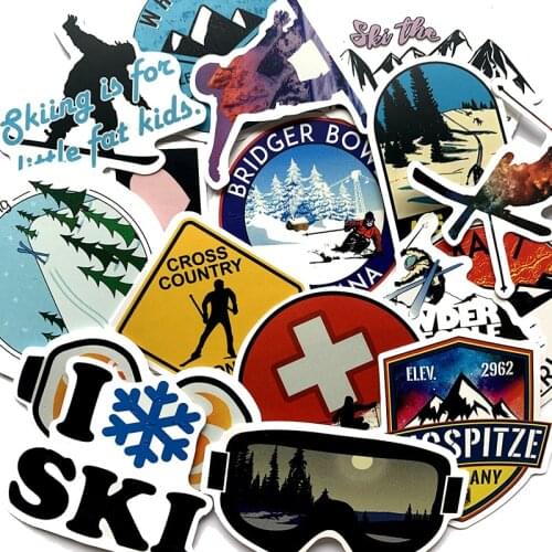50Pcs/Lot 2021 Skiing outdoor cartoon Waterproof stickers For Luggage Laptop Bike Motorcycle Phone Car Case Decal Sticker