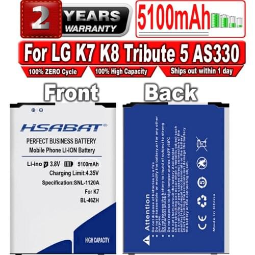HSABAT BL-46ZH 4900mAh Battery For LG K7 K8 Tribute 5 AS330 K332 K350N K371 K373 K8V K89 LS675 LS675 M1 M1V MS330 US375 X21