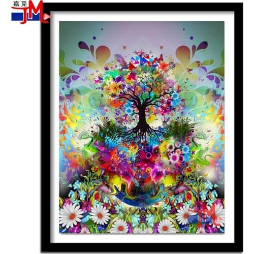 Diamond Mosaic Abstract Colored Flowers 5D Diy Diamond Painting Cross Stitch Colorful Animals Bird Embroidery Square Round Decor