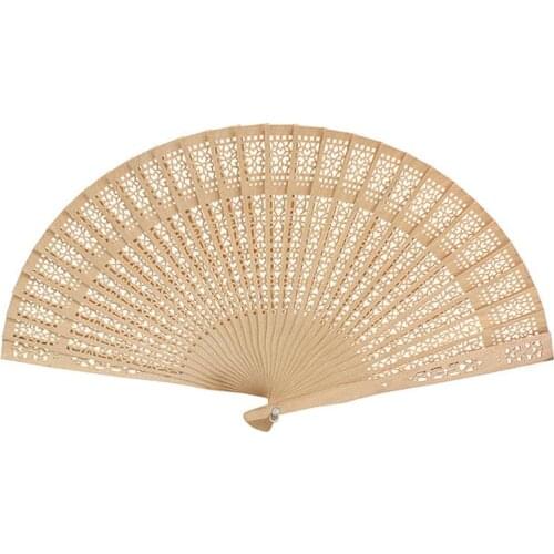 Scented Engraved Foldable Vintage Wood Handheld Fans Home Decoration Wedding Favor Gift