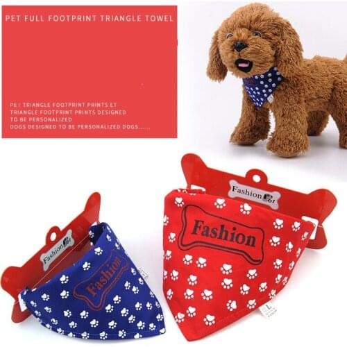 Pet Bandanas Collar for Dogs Cats Adjustable Triangular Bibs Scarf CollarWashableBow tie Footprint Pattern Puppy Accessories