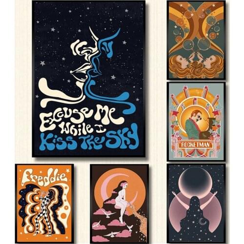 Bohemian Psychedelic Abstract Poster Moon New Style Print Wall Art Modern Canvas Painting Living Room Nordic Home Decoration